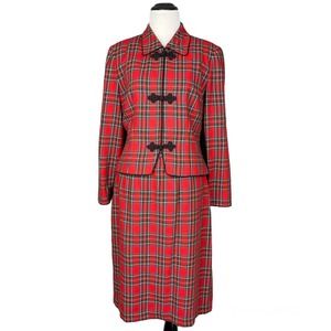 Maggy London Petites Vintage Tartan Plaid Two Piece Suit Size 10